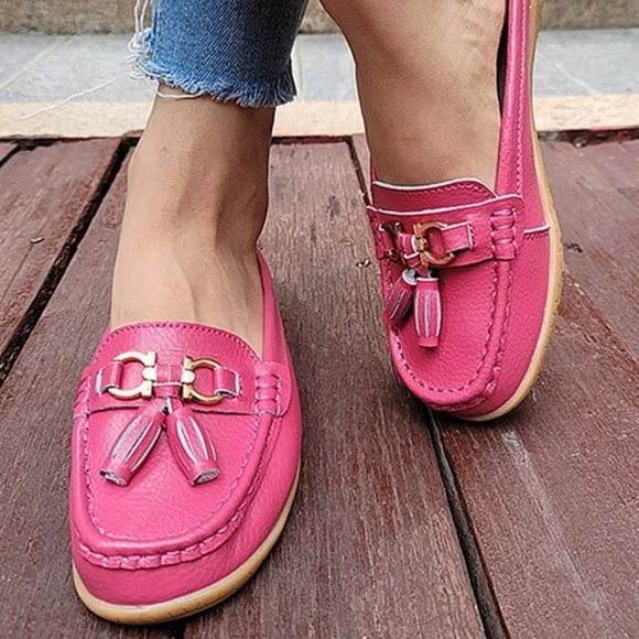 ๐ธ Hot Pink Leather Loafer Slide ๐ธ - Picture 5 of 14